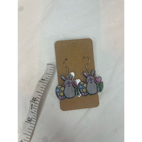 NEW Easter Bunny Egg Tulip Earrings Lightweight Resurrection - Picture 2 of 2